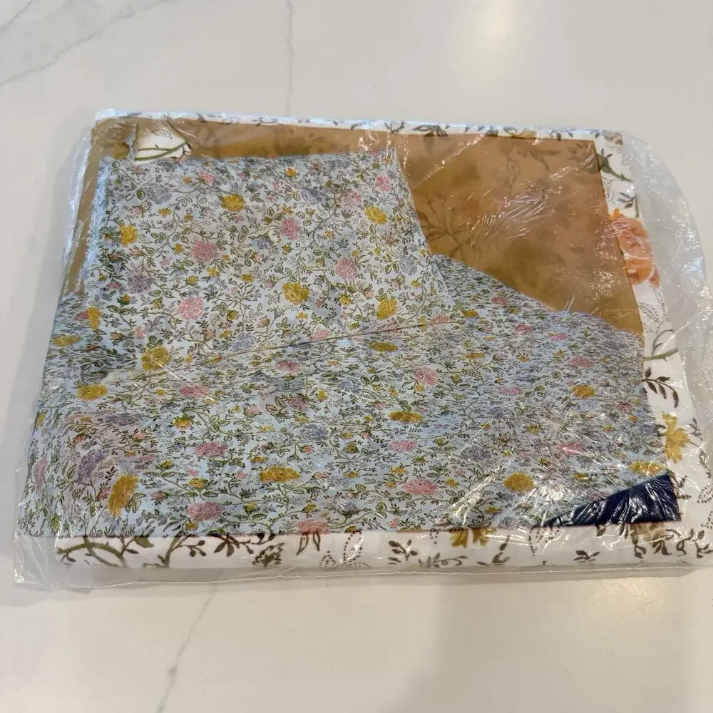 Vintage No Iron Twin Flat Sheet JCPenney Percale Floral Brown Orange White NEW